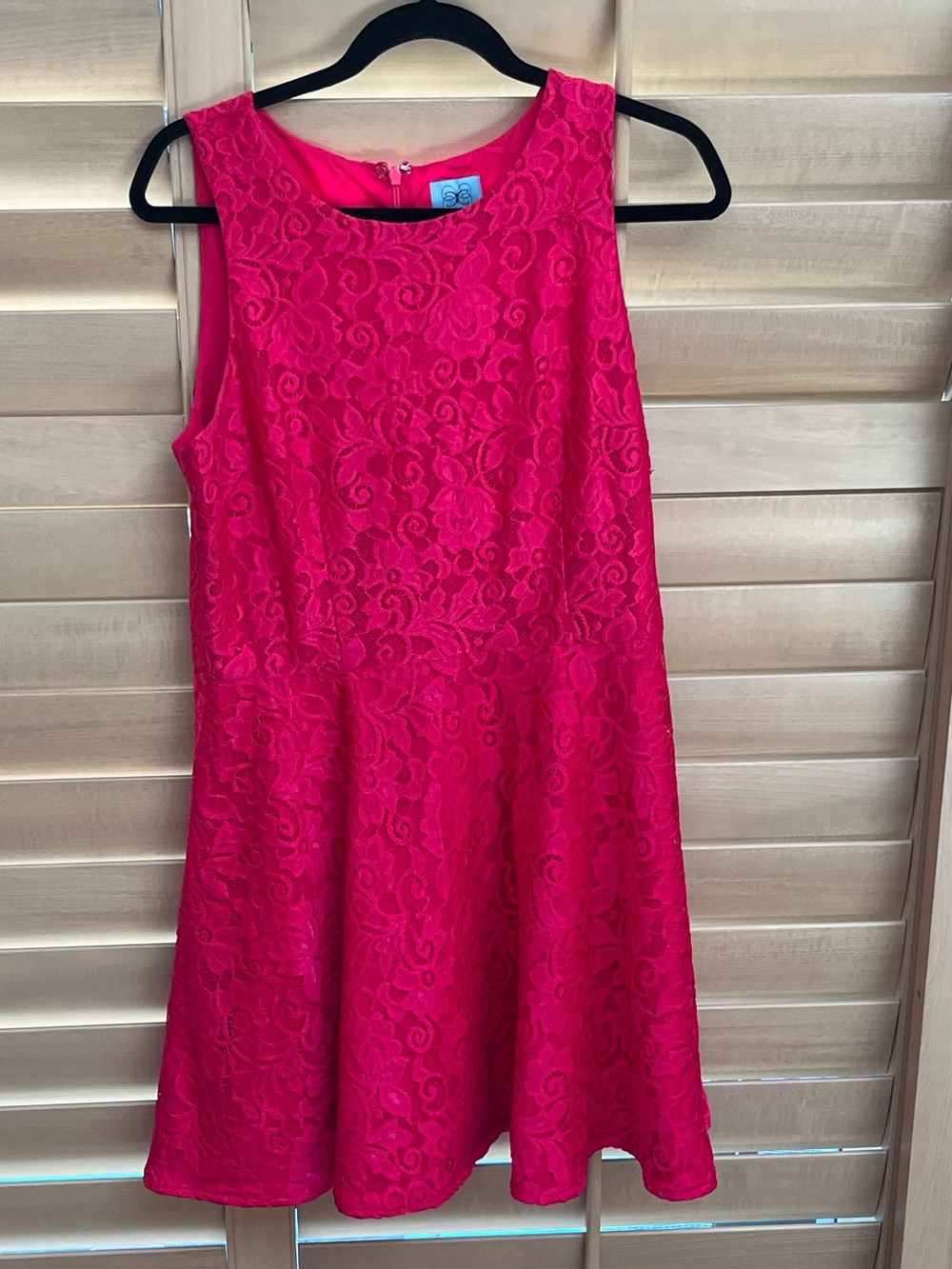 Fuchsia Lace Fit-and-Flare Dress